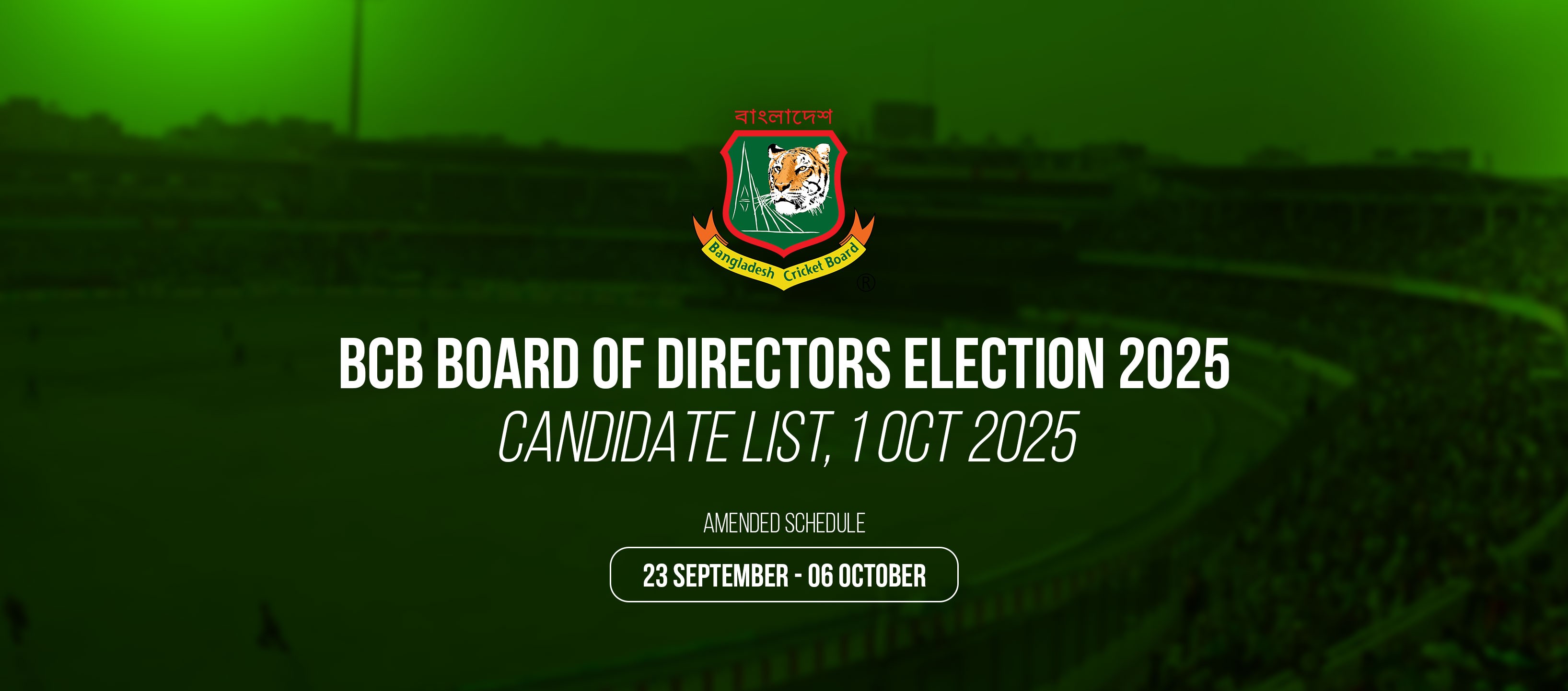 BCB Board of Directors Election 2025 - Candidate List, 1 Oct 2025